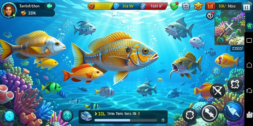 Screenshot gameplay 33L menampilkan momen menangkap ikan dengan grafis yang menakjubkan.