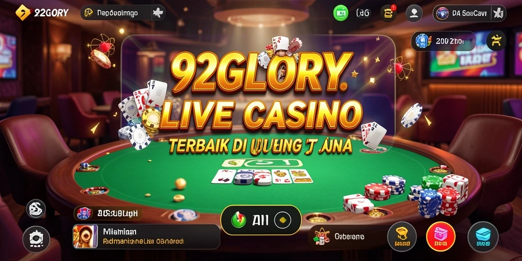 Screenshot gameplay 92GLORY yang menampilkan dealer profesional dan suasana Live Casino.