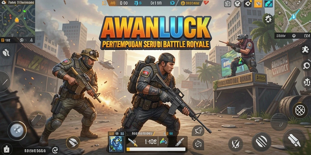 Tampilan seru dari gameplay Battle Royale AWANLUCK yang mendebarkan.