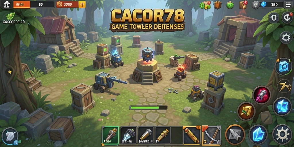 Screenshot utama CACOR78 menampilkan aksi seru dalam Tower Defense.