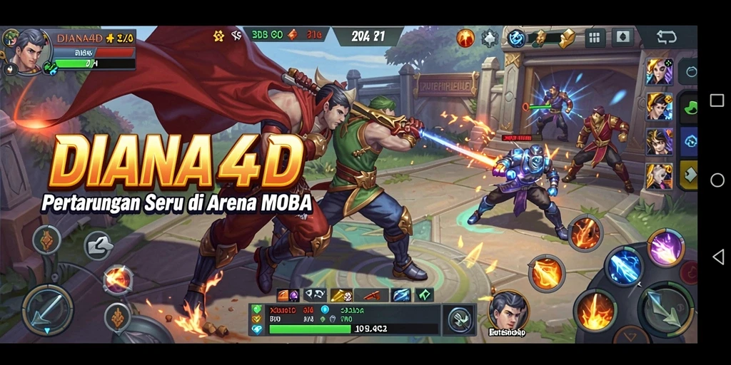 Screenshot gameplay menarik dari DIANA4D dalam arena MOBA.