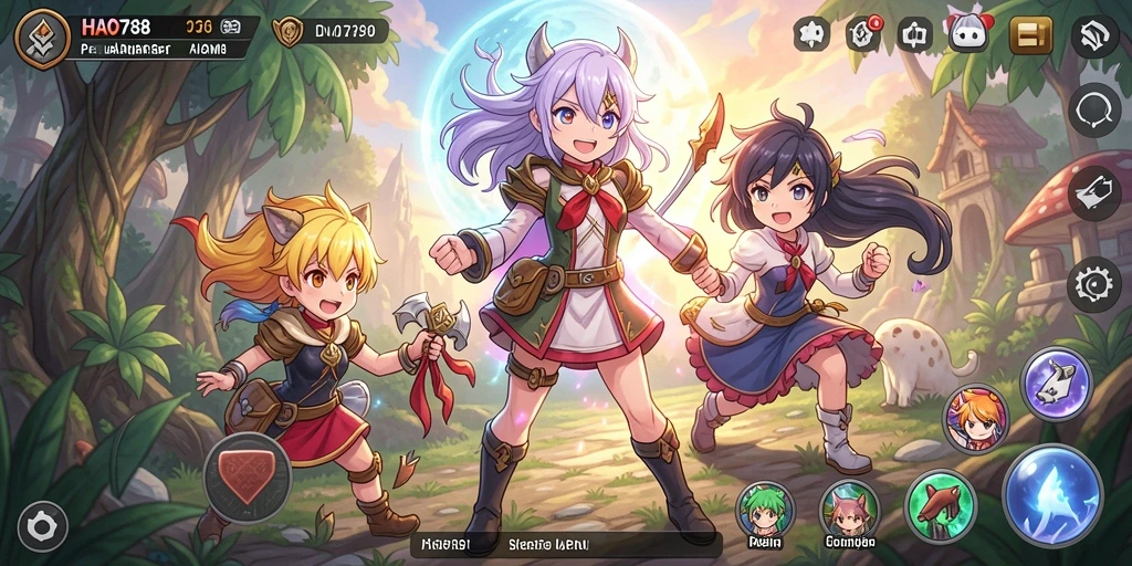 Screenshot HAO788 menampilkan karakter Anime dalam aksi seru.