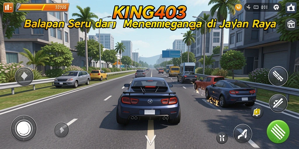 Tampilan gameplay KING403 yang mendebarkan dan penuh aksi balapan.