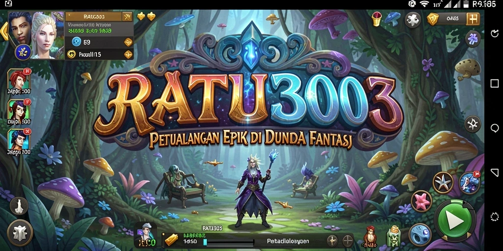 Screenshot menunjukkan gameplay yang menakjubkan di dunia fantasi RATU303.