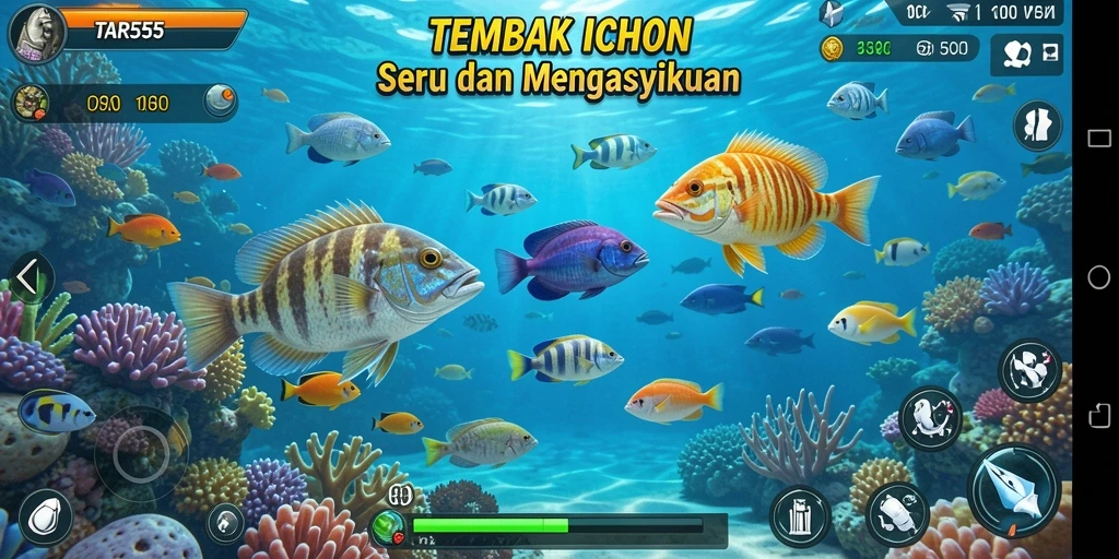 Menampilkan aksi seru dalam permainan tembak ikan TAR555.